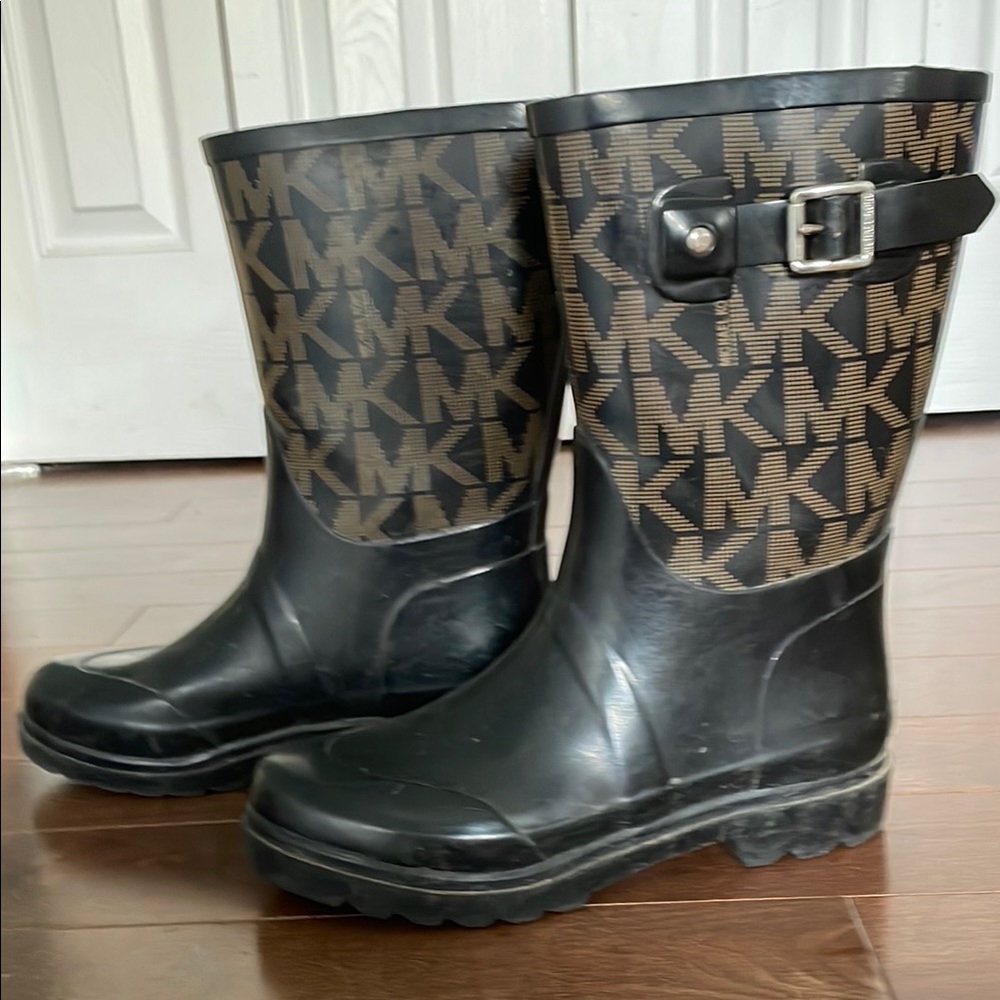 Michael Kors Black Boots with Gold Logo